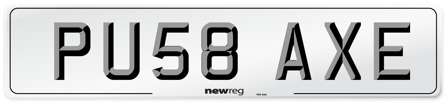 PU58 AXE Number Plate from New Reg